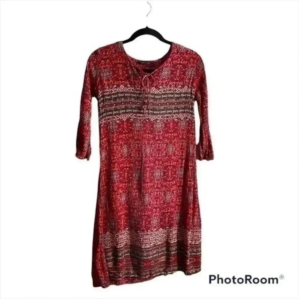 Melange red printed dress made in India XS